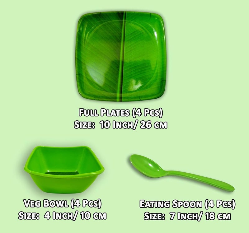BHOJANWARE مجموعة عشاء بوجان وير 12 قطعة لجميع المناسبات تحتوي على 4 أطباق كاملة و4 سلطانيات و4 ملاعق مثالية لتناول الطعام - Image 2