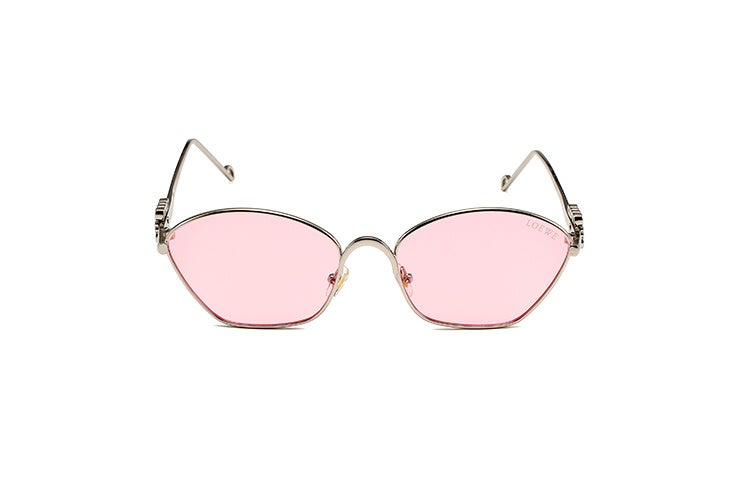 Loewe Anagram hexagonal sunglasses  in metal with a 3D LOEWE Anagram on the arm,Gold Frame Pink Lenses - Image 2