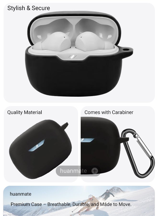 huanmate JBL Wave Beam 2 Silicone Case Cover - Black - Made with Soft Silicone, Lightweight & Durable - Stylish Design, Accurate Cut-outs, Easy Installation & Removal - Image 5