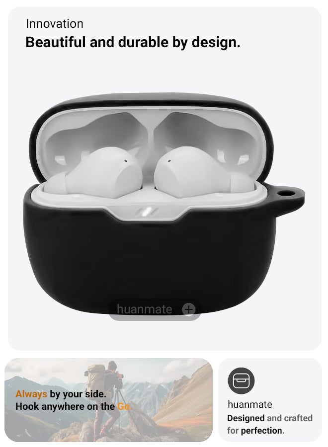 huanmate JBL Wave Beam 2 Silicone Case Cover - Black - Made with Soft Silicone, Lightweight & Durable - Stylish Design, Accurate Cut-outs, Easy Installation & Removal - Image 2