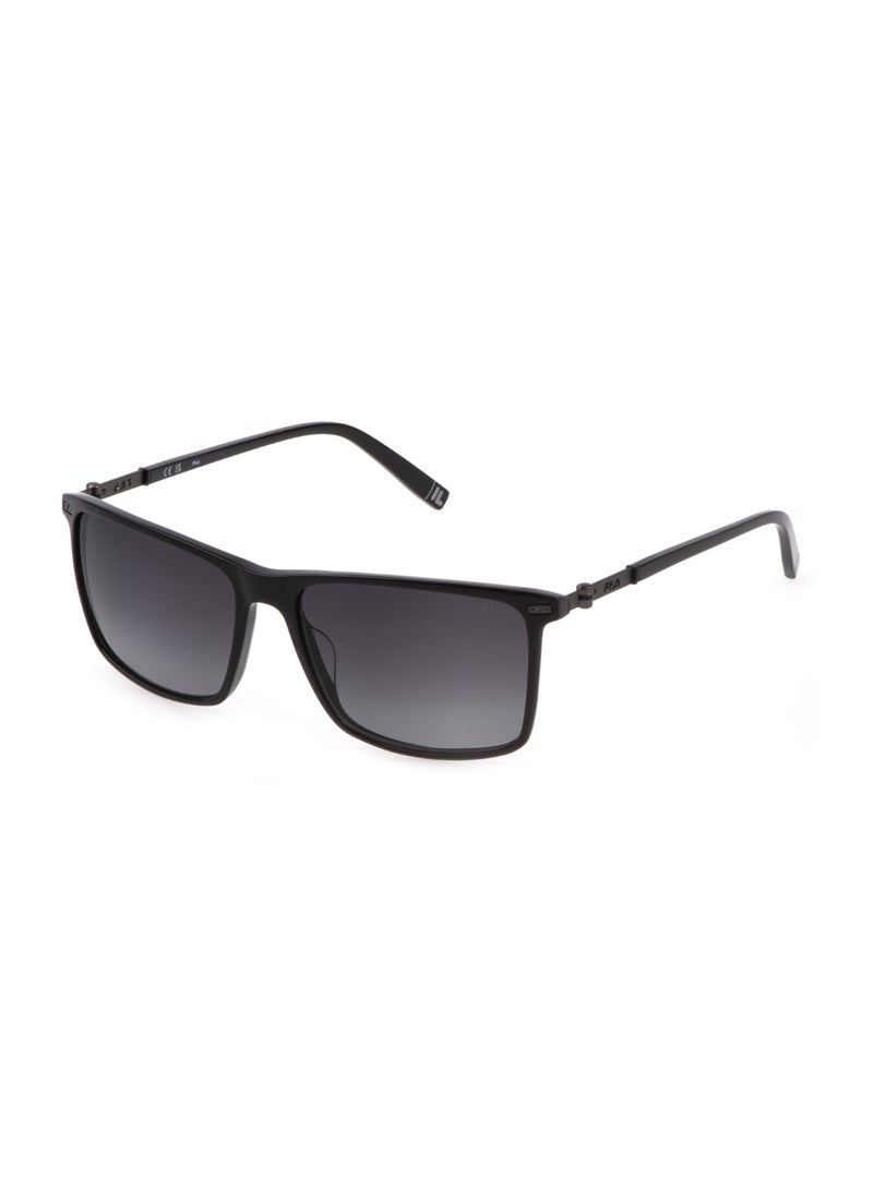 FILA Men's Square Shape  Acetate Sunglasses SFI447 570700 - Lens Size: 57 Mm - Shiny Black - Image 1