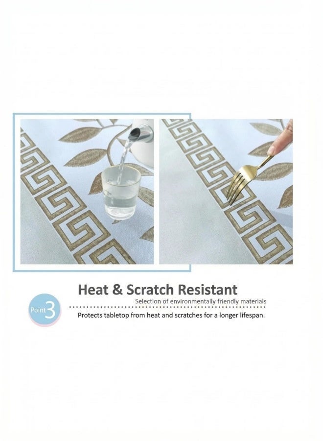 Floral Waterproof Vinyl PVC Tablecloth, Oil-proof Non-slip Heat Resistant, Wash-free Easy Care Rectangle Table Cover with Golden Leaf Pattern, Kitchen Dining Table Decoration, 140 x 180cm - Image 5