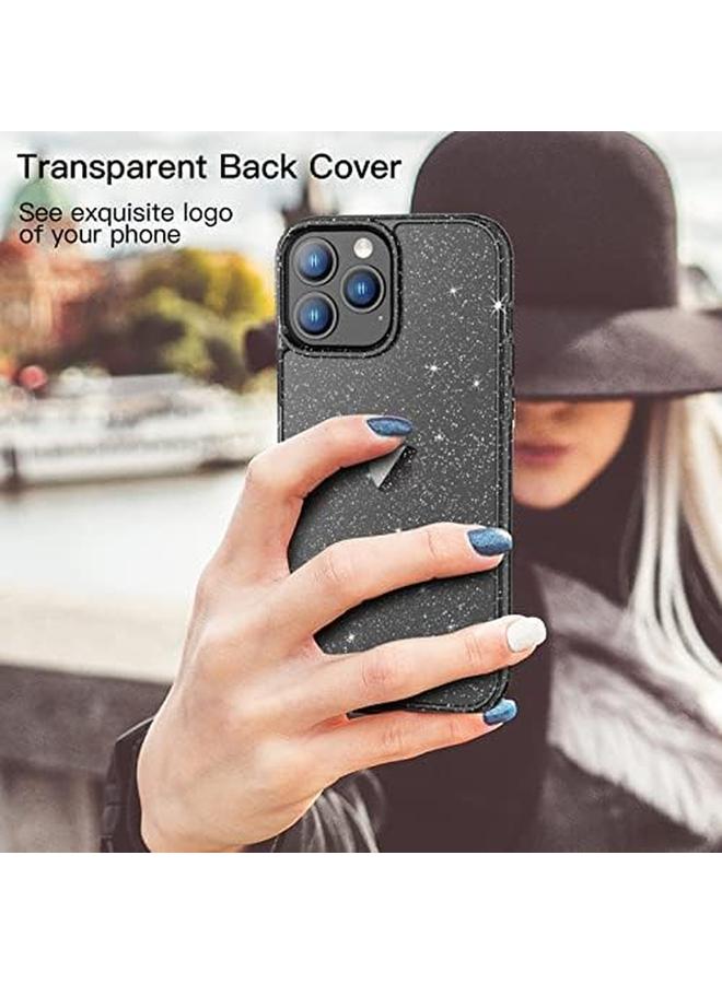 جي تيك جراب لامع لهاتف آيفون 14 برو ماكس مقاس 6.7 بوصة، غطاء هاتف لامع مقاوم للصدمات لامع للنساء والفتيات باللون الأسود - Image 4