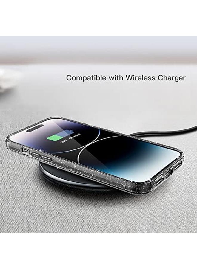 جي تيك جراب لامع لهاتف آيفون 14 برو ماكس مقاس 6.7 بوصة، غطاء هاتف لامع مقاوم للصدمات لامع للنساء والفتيات باللون الأسود - Image 5