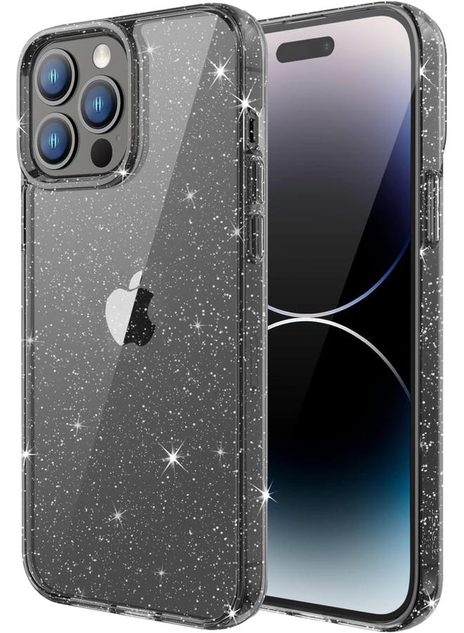 جي تيك جراب لامع لهاتف آيفون 14 برو ماكس مقاس 6.7 بوصة، غطاء هاتف لامع مقاوم للصدمات لامع للنساء والفتيات باللون الأسود - Image 1