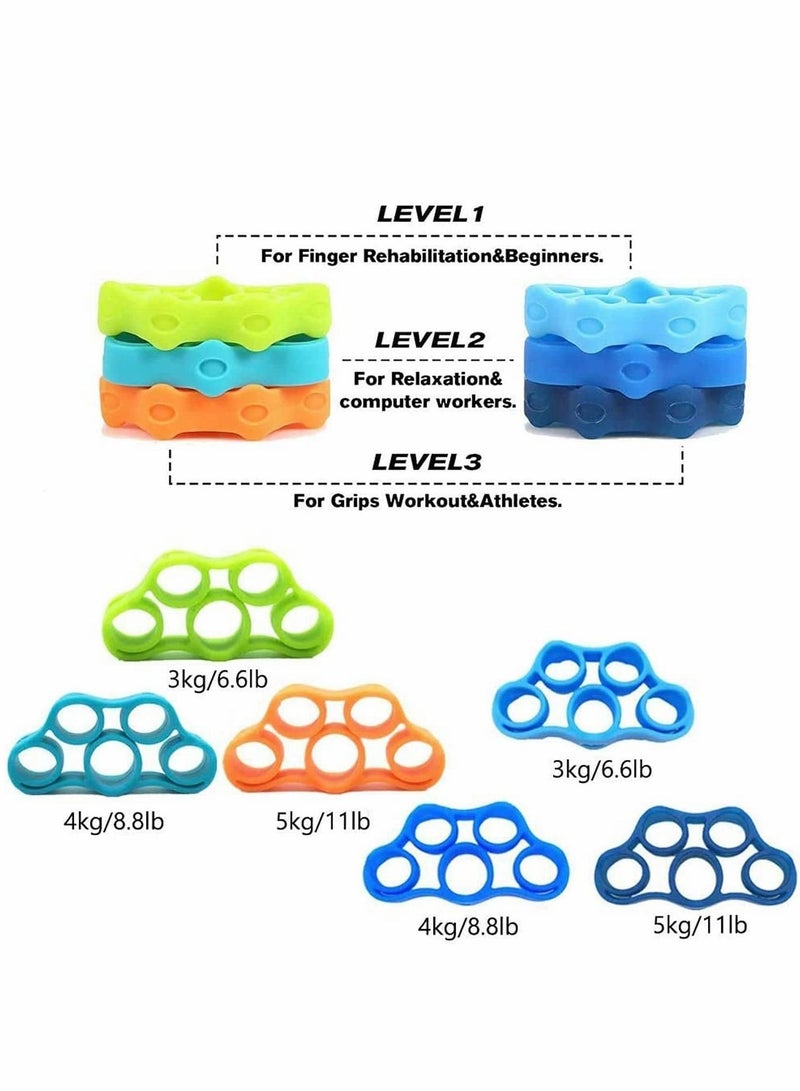 Excefore موسع الأصابع، جهاز تمرين اليد، مقبض الأصابع، مقوي، مدرب تسلق الصخور، تخفيف آلام المفاصل، إعادة تأهيل الإصابات، مجموعة من مستويات المقاومة، حزام موسع (6 قطع) - Image 5
