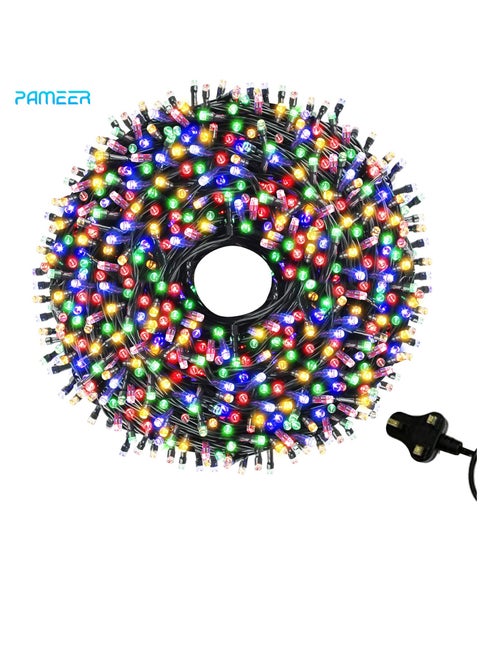Multicolor 36ft 110 LEDs String Lights Black Wire Plug-in  String Home Decorative LED Strip for Christmas EID Ramadan Diwali and Wedding Parties Decoration Box Button Control 8 Modes