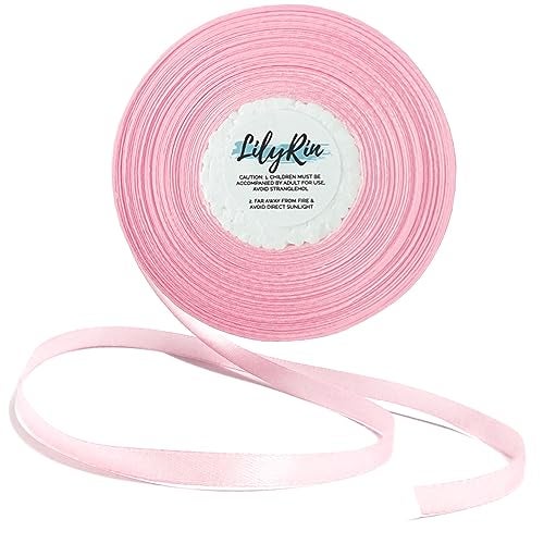 LilyRin Pink Ribbon 1/4 Inches 36 Yards Roll Perfect for Scrapbooking Art Wedding Wreath Baby Shower Packing Birthday Wrapping Christmas Gifts Projects Floral Hair Balloons Bouquet - Image 1