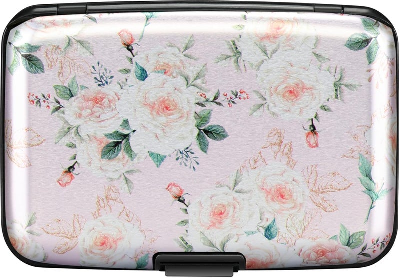 ELFISH Mini RFID Aluminum Wallet Credit Cards Holder Business Card Case Metal ID Case for Men Women(Pink Rose) - Image 4