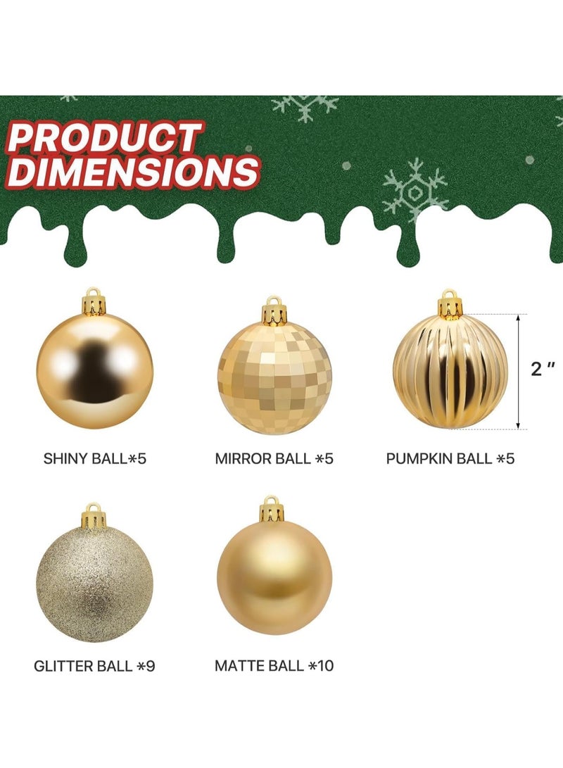 Eworld 34 Piece Shatterproof Christmas Ball Ornaments, 4CM Decorative Tree Decorations in 5 Unique Styles, Perfect for Xmas Trees, Holiday, Wedding, and Party Decor  - Image 2