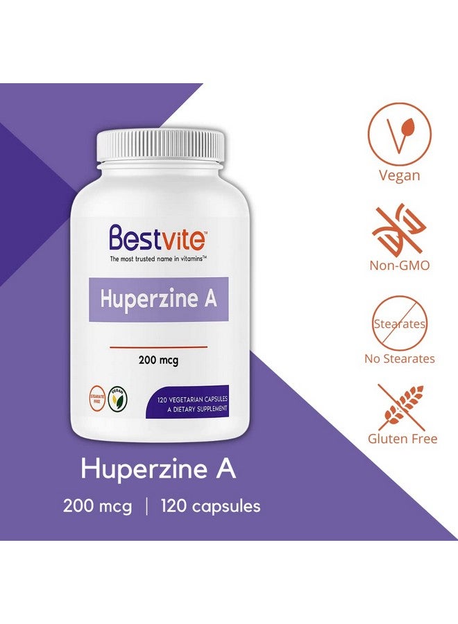 Huperzine A 200Mcg (120 Vegetarian Capsules) No Stearates No Flow Agents Vegan Non Gmo Gluten Free