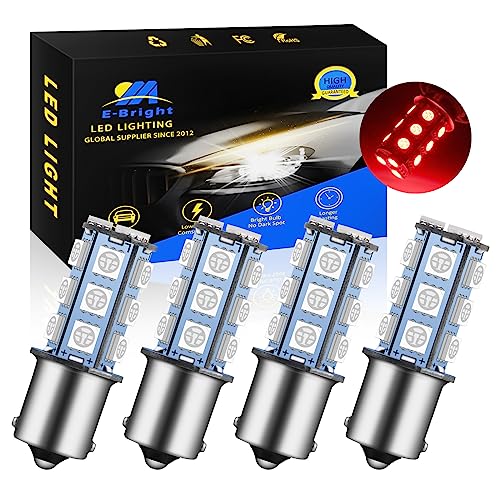 YM EBright YM E-Bright 1156 BA15S Led Turn Signal Light Bulb 1141 1073 7506 Base LED Replacement for RV Camper SUV MPV Car Reverse Backup Corner light 18SMD 5050Chips DC-12V,Red, Pack of 4 - Image 1