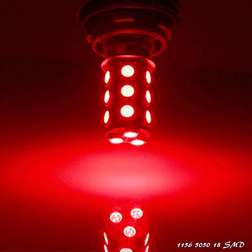 YM EBright YM E-Bright 1156 BA15S Led Turn Signal Light Bulb 1141 1073 7506 Base LED Replacement for RV Camper SUV MPV Car Reverse Backup Corner light 18SMD 5050Chips DC-12V,Red, Pack of 4 - Image 3