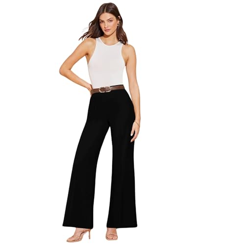 SWADESI STUFF Women’s Retro-Inspired Bell Bottom Pants – High Waist Slim Fit Flared Trousers with Stretch Fabric for Stylish and Comfortable (in, Alpha, XL, Regular, Standard, Black) - Image 1