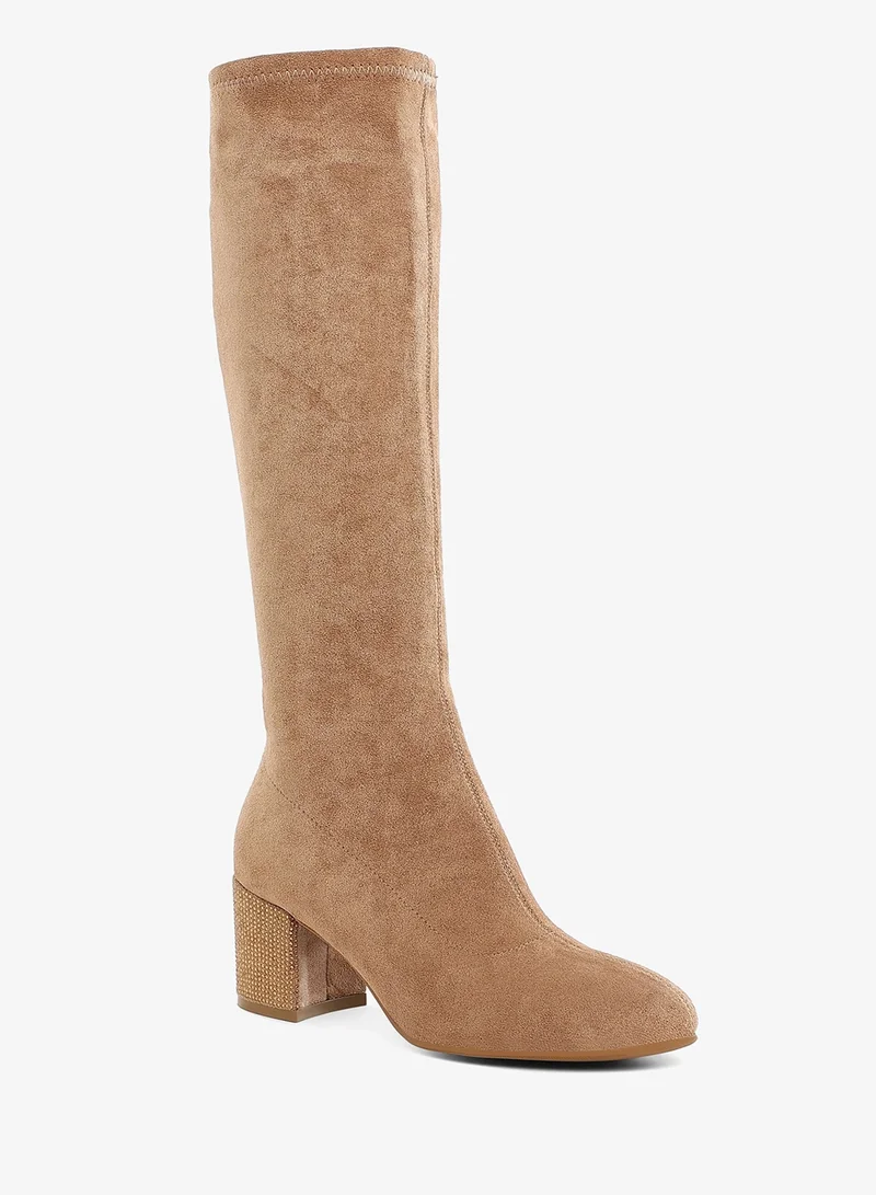 London Rag Microfiber Knee High Boots in Camel