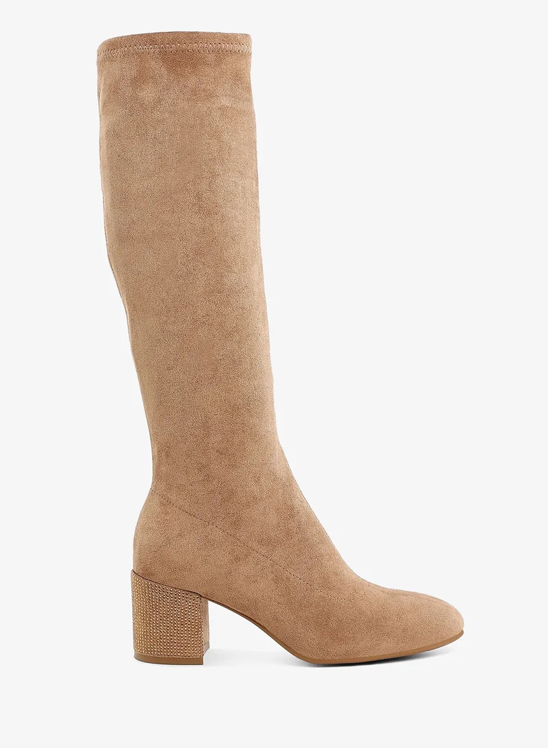 Microfiber Knee High Boots in Camel