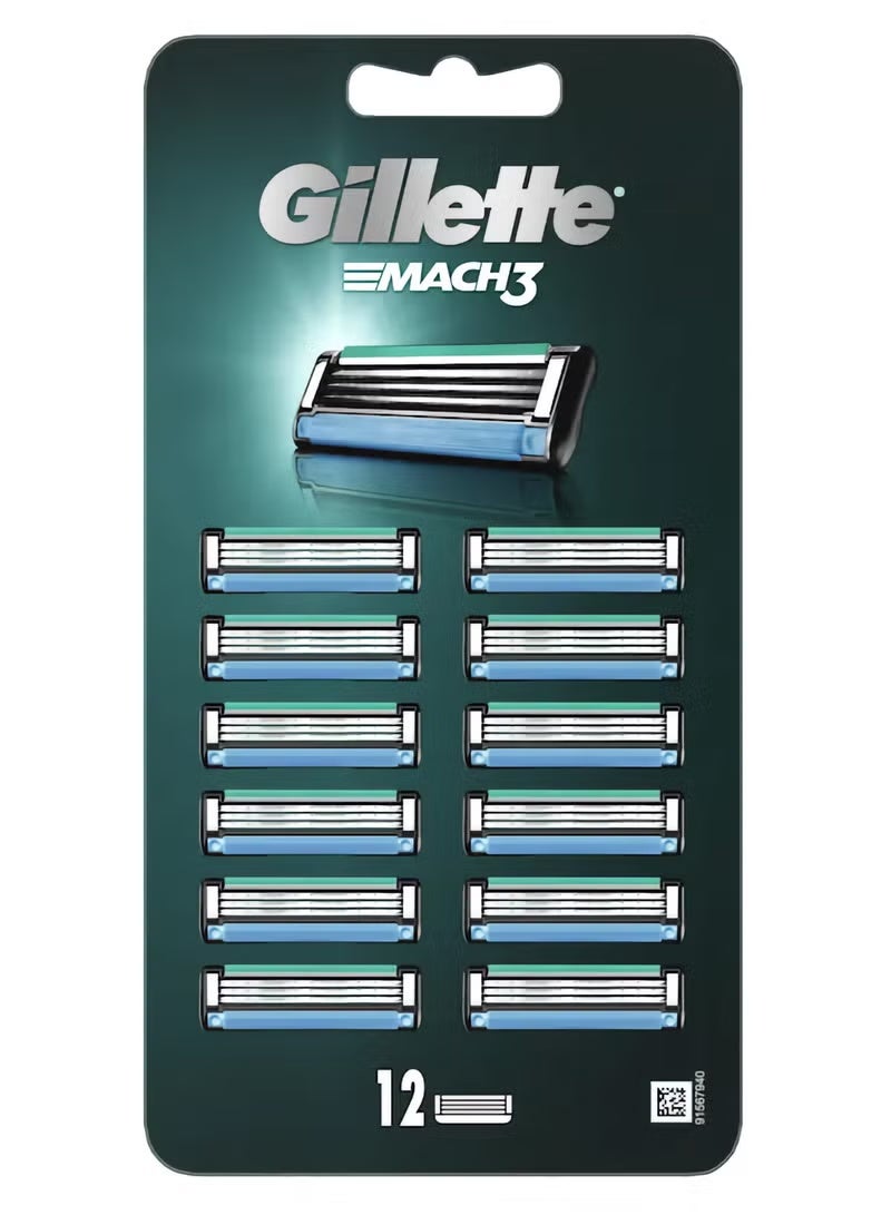 Gillette Mach3 Replacement Razor Blade Refills, Pack of 12 - Image 1