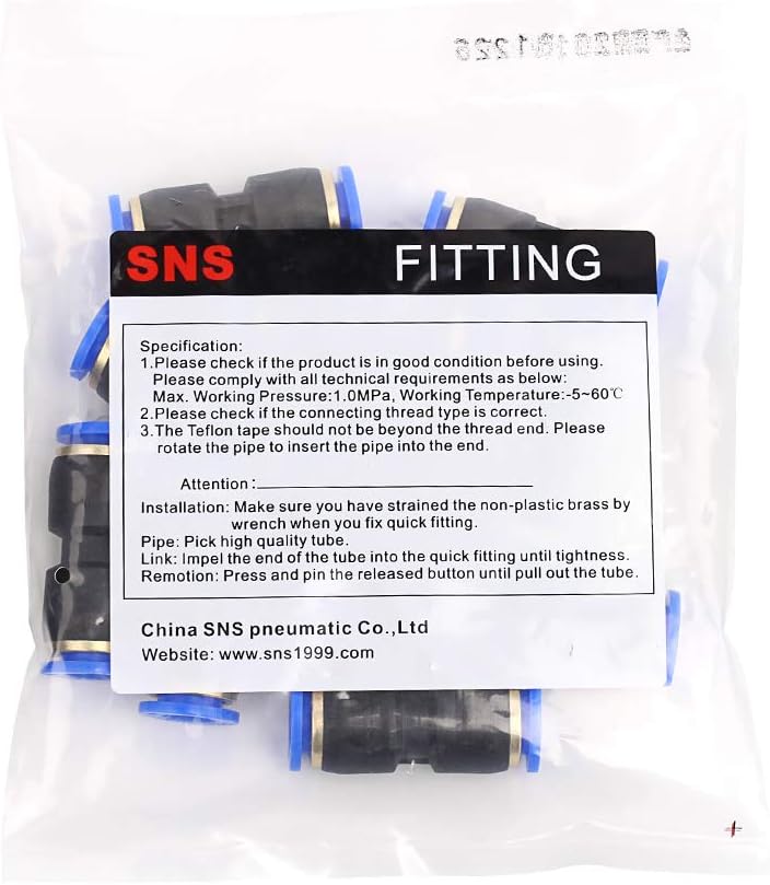 Sns 3/8" Tube OD Plastic Straight Union Pipe Tube Fitting Straight Pneumatic Connector(10 PCS) SPU-3/8 - Image 3