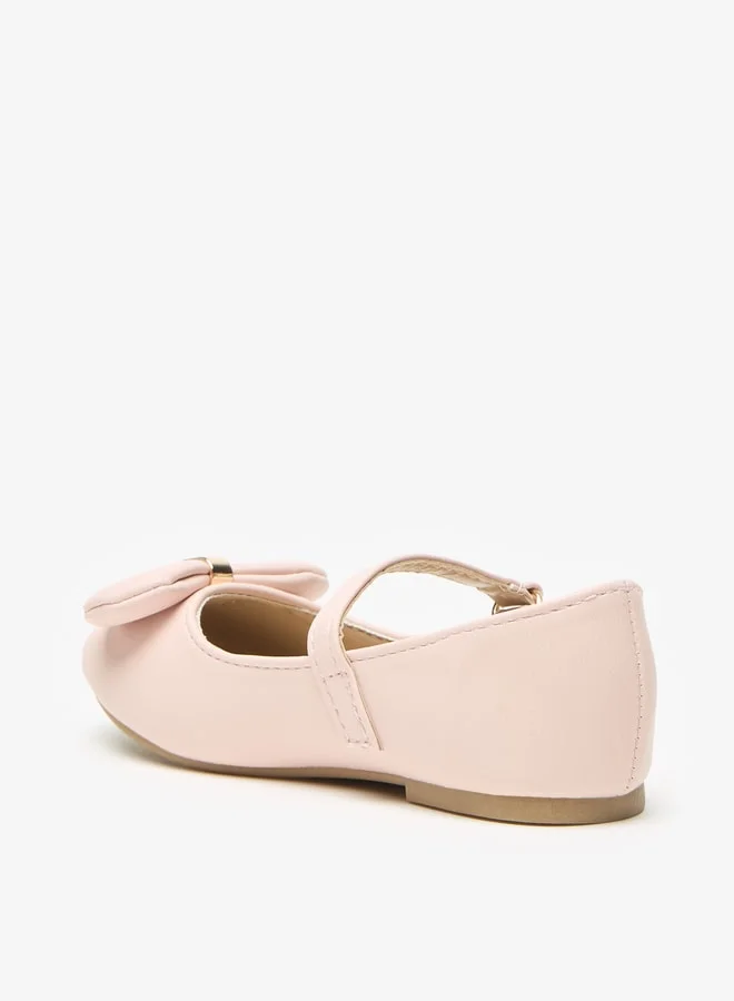 Flora Bella By Shoexpress Girls Bow Accent Round Toe Ballerina Shoes with Hook and Loop Closure