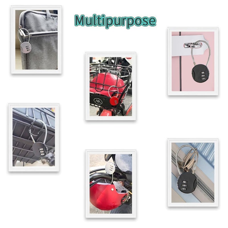 Bitrexup قفل أمتعة برقم 2 قطعة، قفل تركيبة قفل 3 أرقام مقاوم للماء للاستخدام الخارجي للمدرسة وصالة الألعاب الرياضية، قفل رياضي، سياج، صندوق أدوات، بوابة، حقيبة، تخزين قفل (أسود، فضي) - Image 3