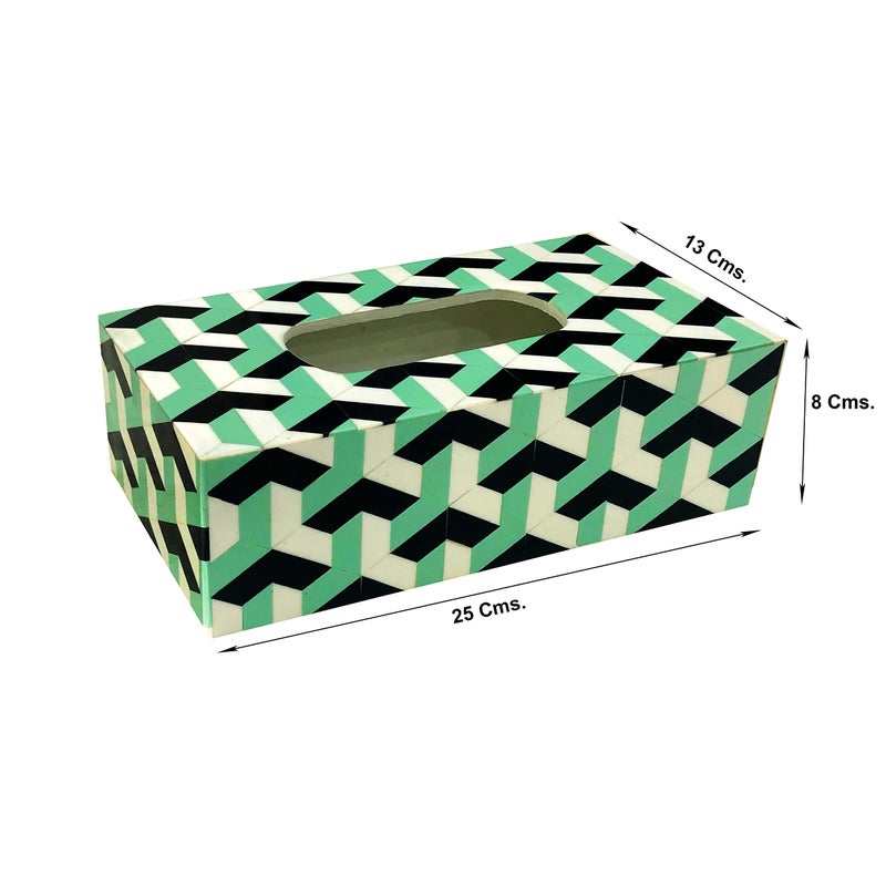 ShopMeFast Handcrafted Abstract Design Resin Wooden Tissue Box Holder for Home and car, Tissue Dispenser for Bathroom, Tissue Box Holder for Dining Table, Housewarming Gift Ideas (3D SeaGreen White Black) - Image 4