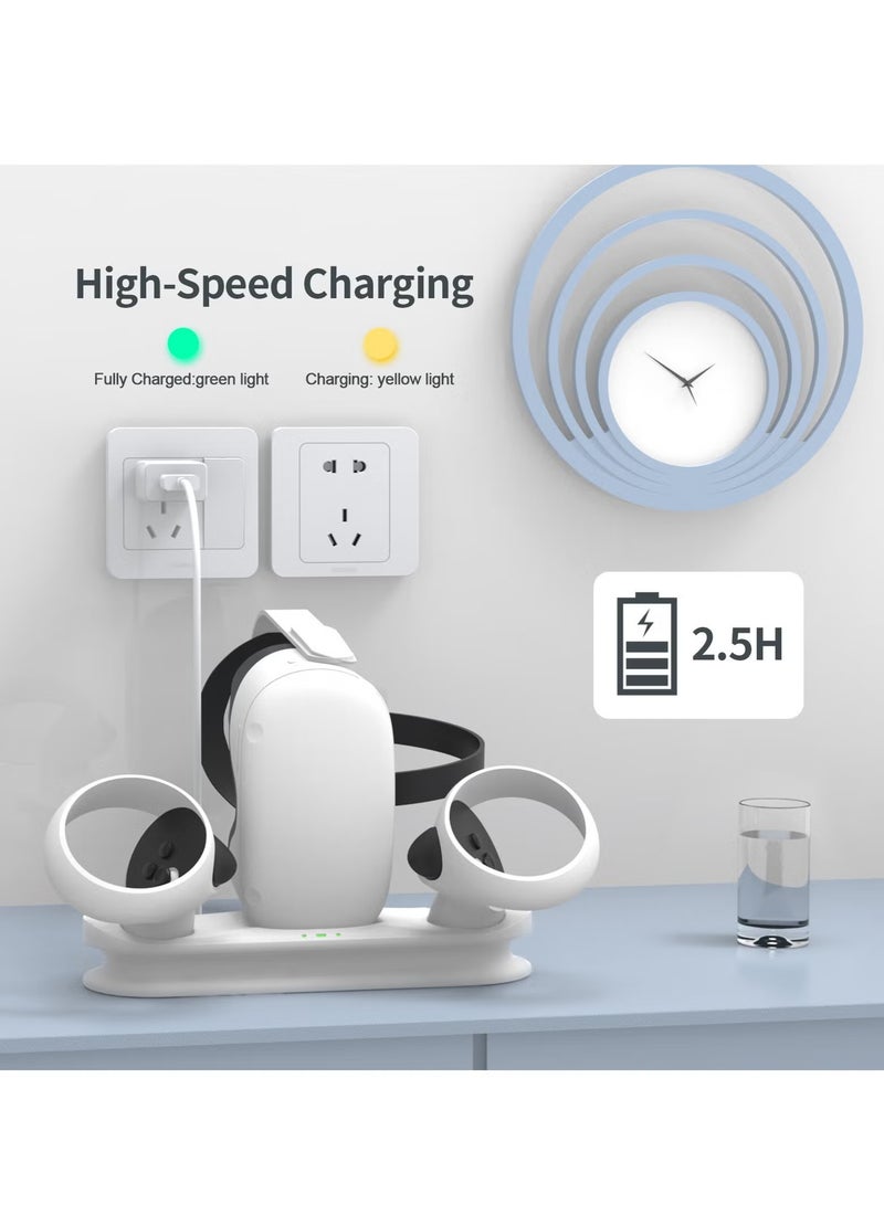 JYS Charging Dock for Meta/Oculus Quest 2 Accessories Magnetic Charging Station for VR Headset and Controllers with 2 Rechargeable 1800mAh Batteries and USB-C Charge Cable - Image 4