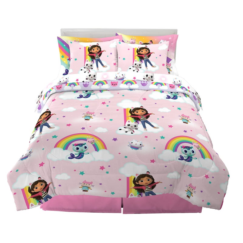 Franco Franco Gabbys Dollhouse Kids Bedding Super Soft Comforter and Sheet Set with Sham 7 Piece Full Size Officially Licensed Product