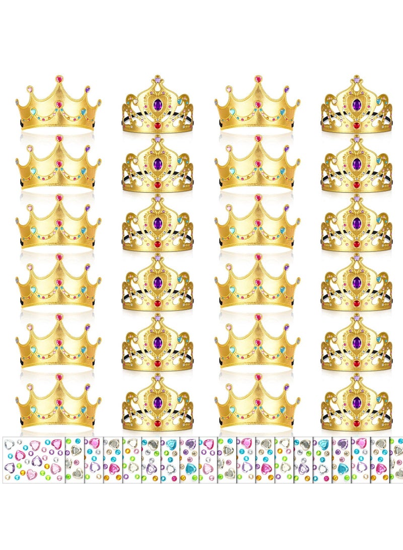 واي آند دي DIY Crown Set, 44 Pcs Birthday Foam Crowns Set for Kids Princess Tiaras Diamond Sticker Making Kits Kids' Party Supplies - Image 1