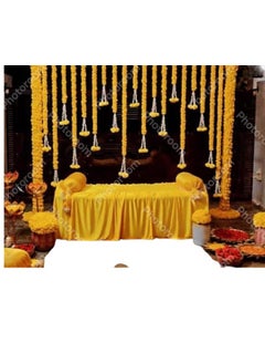 SELLPLUS SELLPLUS Backdrop Setup for Mehndi haldi Marrige Pooja ganpati Home Decoration Combo of Marigold Strings Set 20  - Image 2