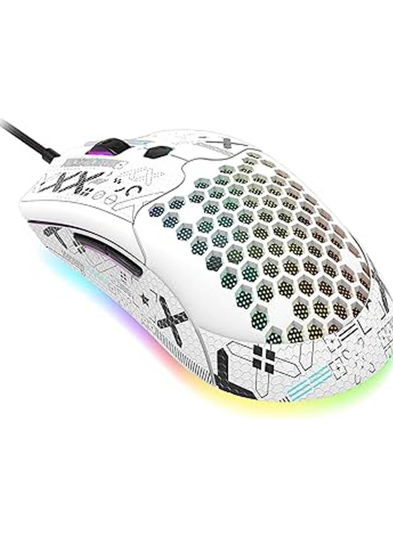 General Lightweight Gaming Mouse Wired with Anti Slip Grip Tape, 12000DPI Backlit Mice with 7 Buttons Programmable, Honeycomb Shell Wired Mouse for PC Gamers and Xbox and PS4  - Image 1