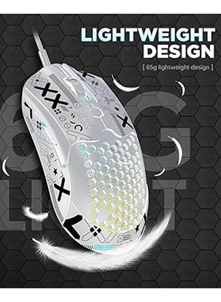 General Lightweight Gaming Mouse Wired with Anti Slip Grip Tape, 12000DPI Backlit Mice with 7 Buttons Programmable, Honeycomb Shell Wired Mouse for PC Gamers and Xbox and PS4  - Image 2