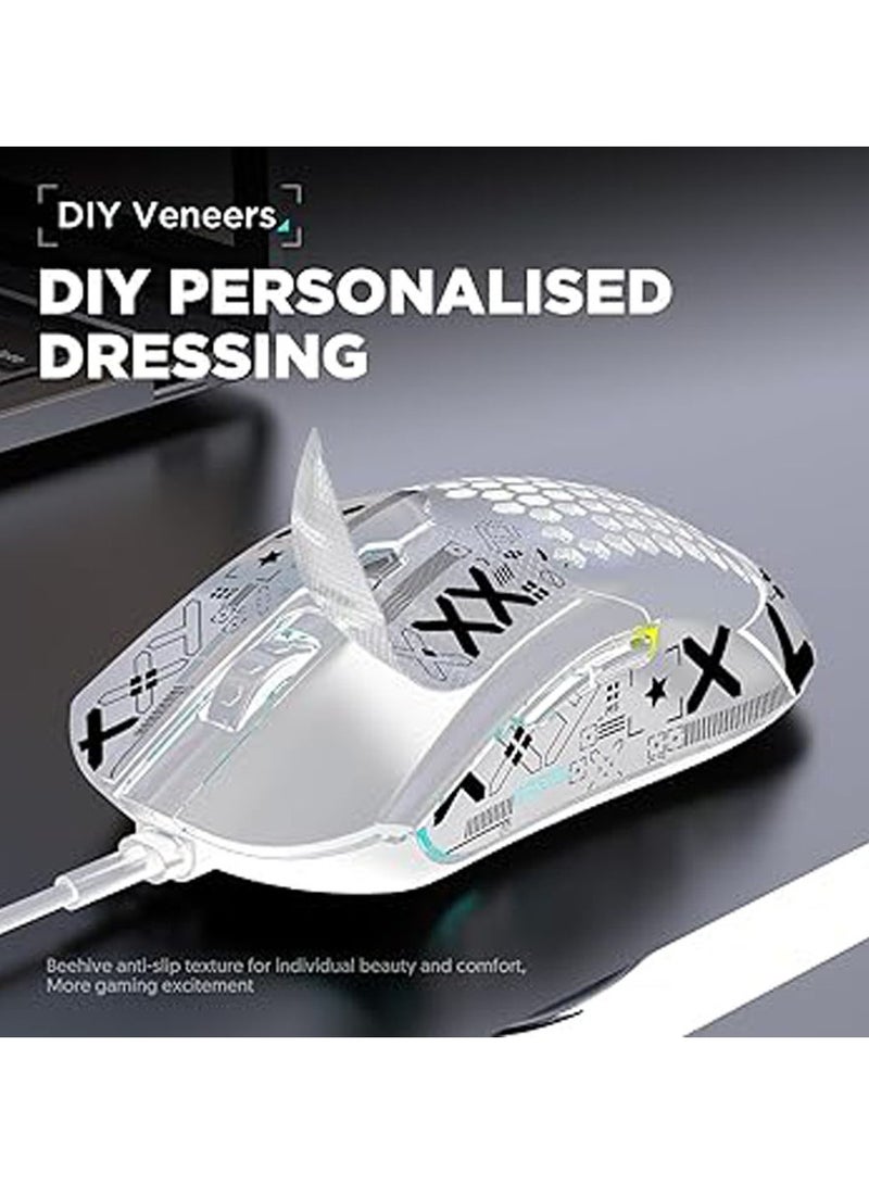 General Lightweight Gaming Mouse Wired with Anti Slip Grip Tape, 12000DPI Backlit Mice with 7 Buttons Programmable, Honeycomb Shell Wired Mouse for PC Gamers and Xbox and PS4  - Image 5