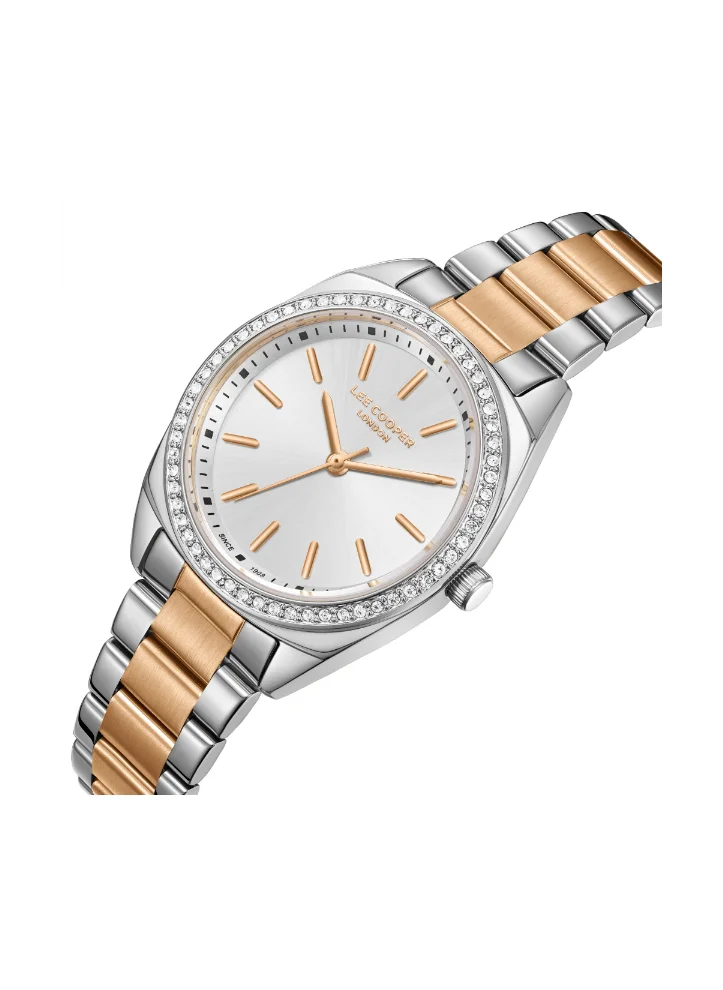 لي كوبر Women's Analog Display Watch With Silver/Rose Gold Metal Strap - LC08041.530