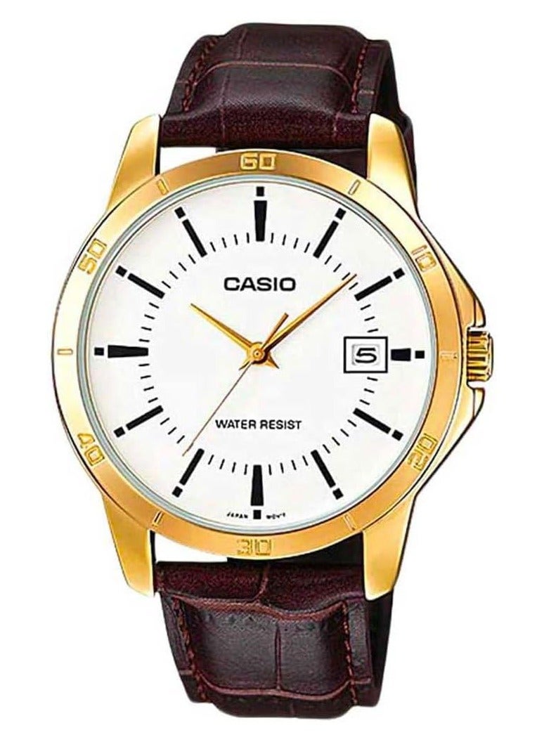 Casio MTP-V004GL-7AUDF Men's, White Dial, Brown Band - Image 1