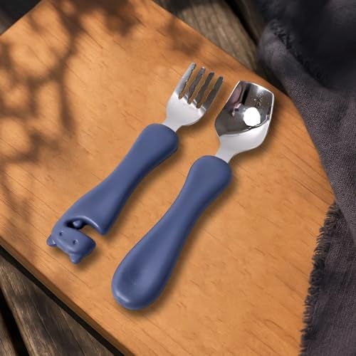 SUPERMOM Spoon Set for Kitchen 2 Pc – Stainless Steel Spoon & Fork with Plastic Handle – Rust-Resistant, Lightweight & Durable for Desserts, Pasta, Noodles, Easy Feeding & Kids Cutlery for Daily Use - Image 4