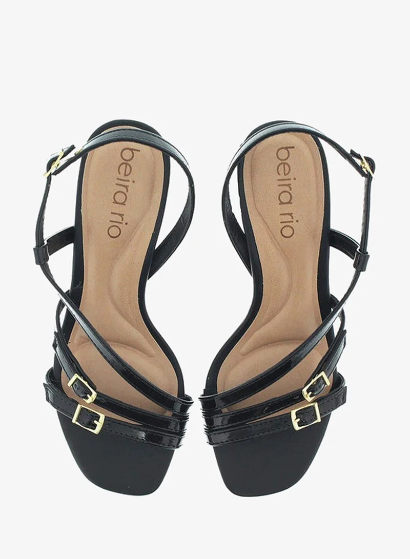 Beira Rio Black Mid Heels Sandals for Women – Sling Back Heel Sandals for Girls with Ankle Strap for Women | Best Price UAE