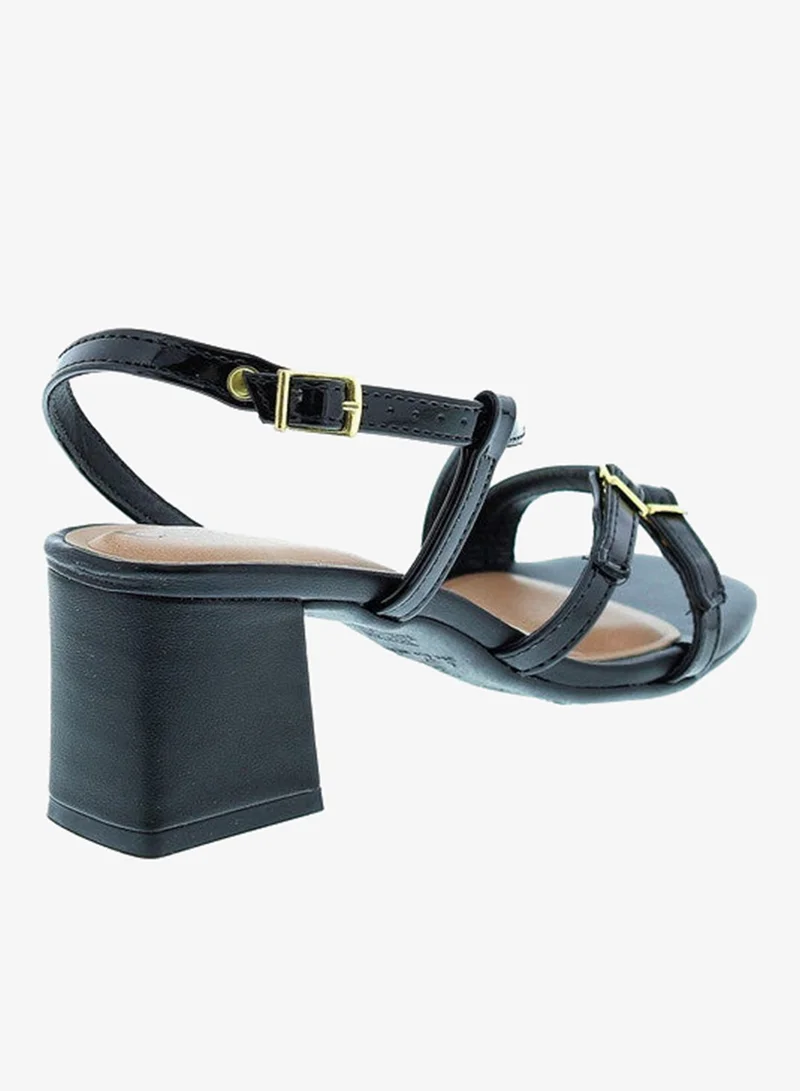Beira Rio Black Mid Heels Sandals for Women – Sling Back Heel Sandals for Girls with Ankle Strap for Women | Best Price UAE