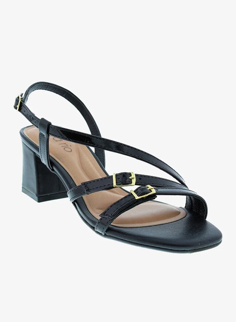 Beira Rio Black Mid Heels Sandals for Women – Sling Back Heel Sandals for Girls with Ankle Strap for Women | Best Price UAE