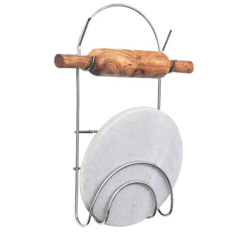 JISUN Stainless Steel Wall Mounted Ladle Stand Wall Mounted Chakla Belan Stand Pack of 3 for Kitchen Silver  - Image 4