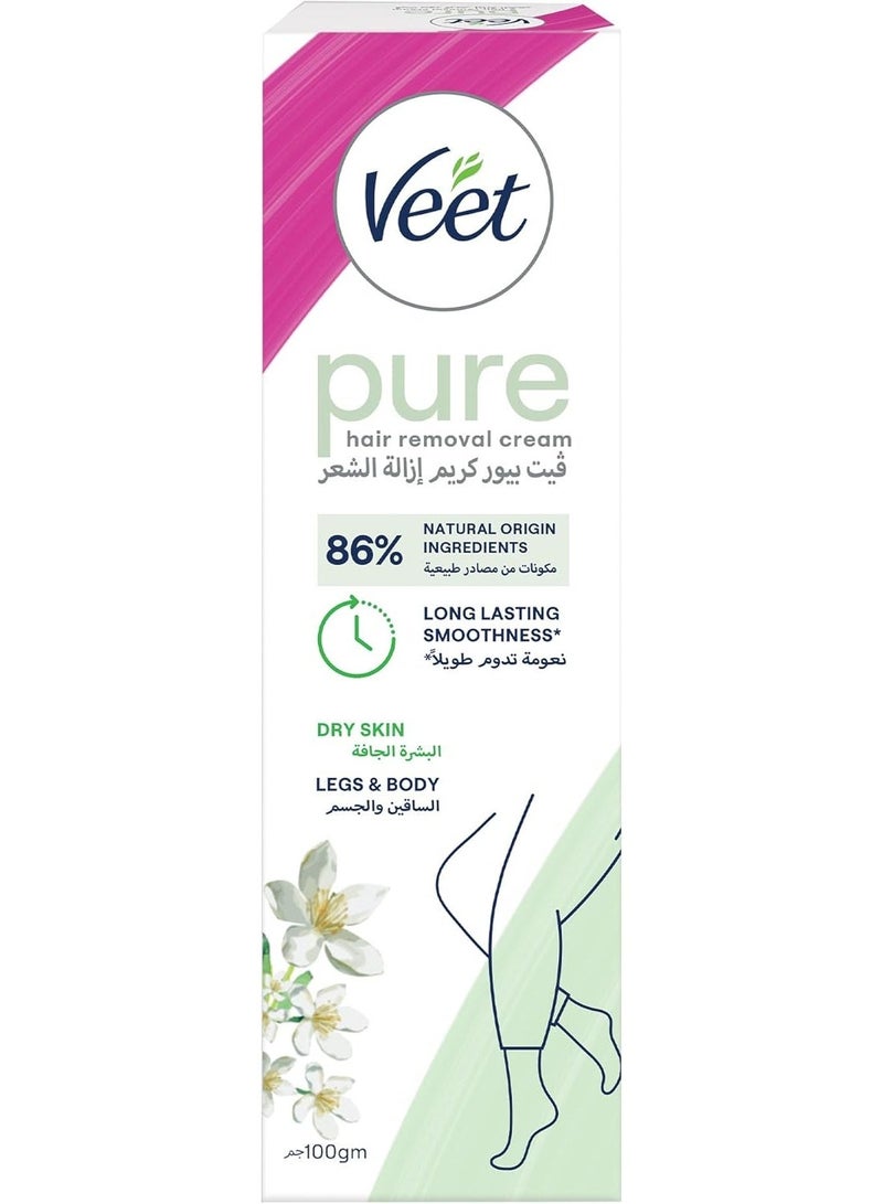 Veet Silky Fresh Hair Removal Cream for Body and Legs, for Dry Skin, for Smoothing, Exfoliation and Moisturizing - 100g - Image 1