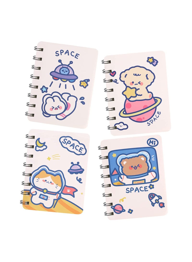 KASTWAVE Mini Animal Cartoon Pocket Notebook Small Notepad Journal 4 packs Spiral portable note book Blank Paper memo scratch pads Thick Lined with Inner A7 - Image 1