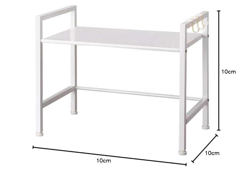 INDIAN DECOR INDIAN DECOR 55500 Space Saving Kitchen Storage Shelf Black Metal Kitchen Shelf Microwave Oven Oven Utility Home Kitchen Storage Rack Kitchen Organizer Bearing 50kg White Standard  - Image 3