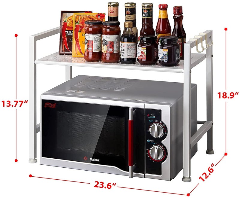 INDIAN DECOR INDIAN DECOR 55500 Space Saving Kitchen Storage Shelf Black Metal Kitchen Shelf Microwave Oven Oven Utility Home Kitchen Storage Rack Kitchen Organizer Bearing 50kg White Standard  - Image 5