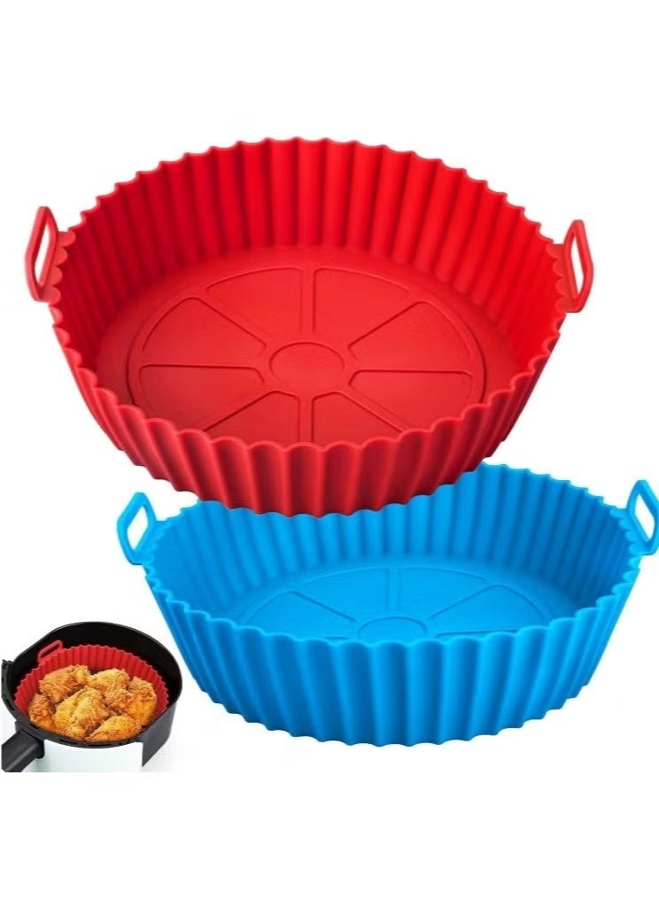 مجموع من عدد 2 قطع قوالب ايرفراير سيليكون غير لاصق، قالب وعاء سليكون ارفرير دائري آمن غذائيًا للقلاية الهوائية، بطانة مقلاة هوائية بديل لورق الزبدة القابل للاشتعال، سلة فرن قابلة لإعادة الاستخدام، ملحقات فرن للمطبخ، مناسبة للمقلاة الهوائية 3 إلى 5.7 لتر( اللوان متعددة تاتي بشكل عشوائي) - Image 1