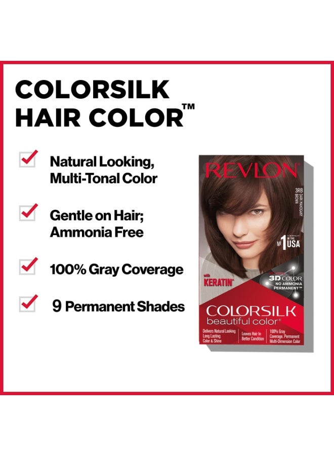 REVLON ColorSilk Hair Color with Keratin - 3RB Dark Mahogany Brown - (with Outrageous Shampoo 90 ml) - Image 2