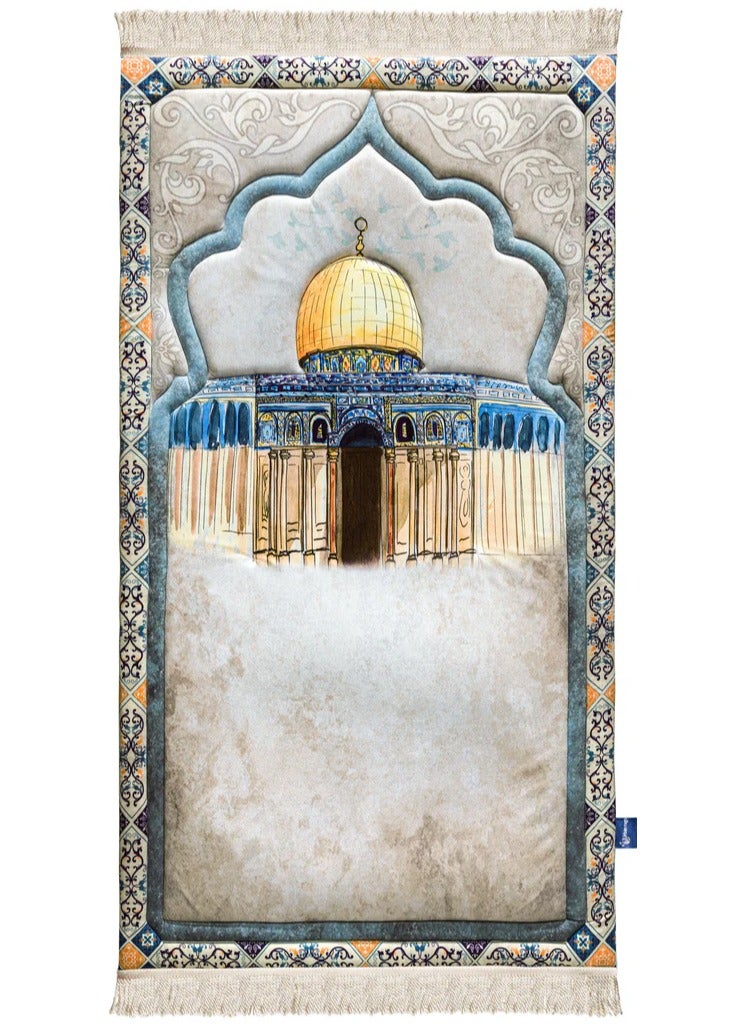 Luxury Padded Prayer Mat with Dome of the Rock Design – Soft and Comfortable Islamic Prayer Rug - Extra Soft Padded Salah Mat for Daily Prayers  - Image 1