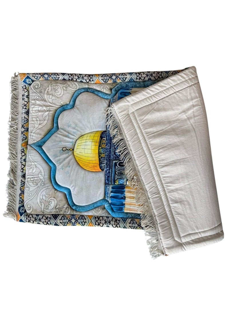 Luxury Padded Prayer Mat with Dome of the Rock Design – Soft and Comfortable Islamic Prayer Rug - Extra Soft Padded Salah Mat for Daily Prayers  - Image 4