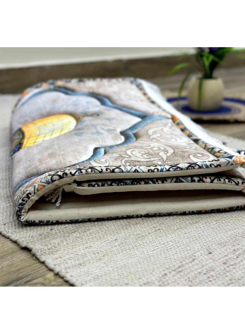 Luxury Padded Prayer Mat with Dome of the Rock Design – Soft and Comfortable Islamic Prayer Rug - Extra Soft Padded Salah Mat for Daily Prayers  - Image 3