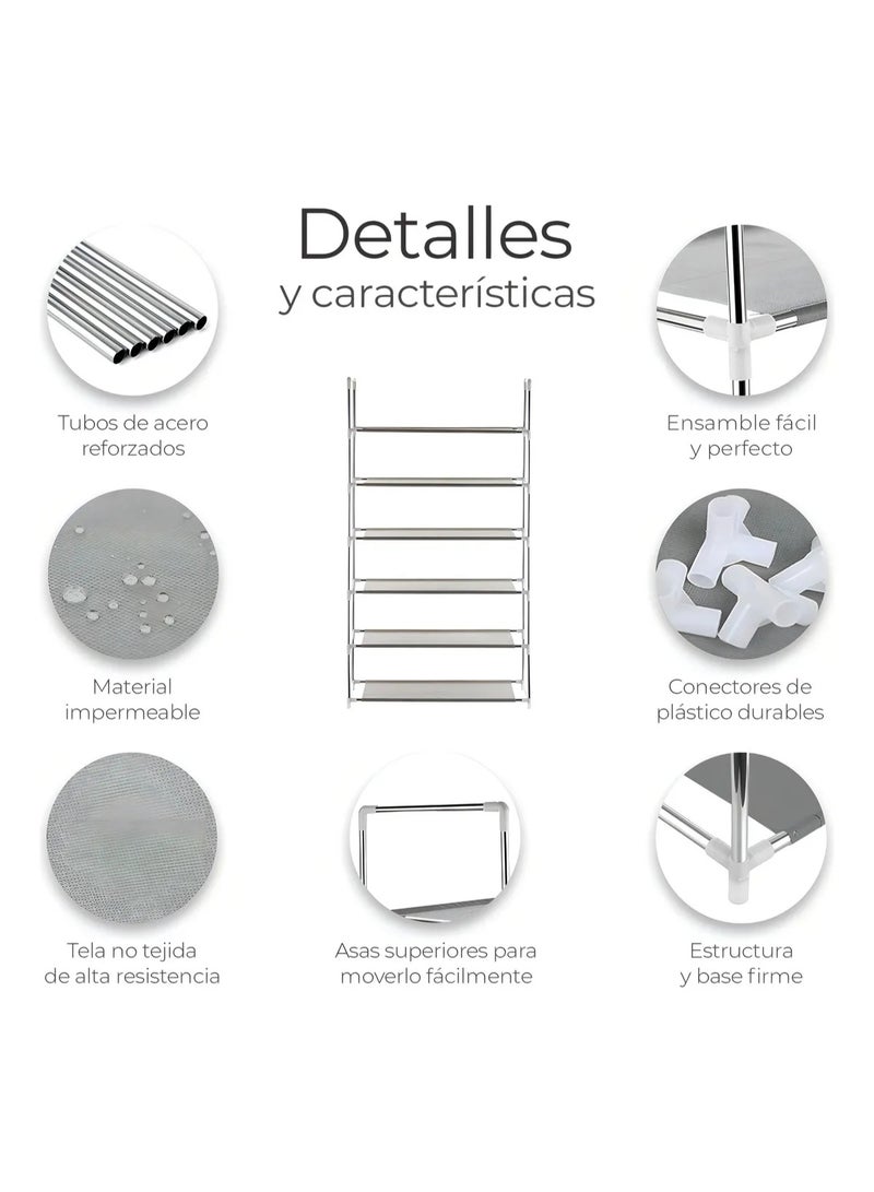 Beauenty 6-Layer Storage Shoe Rack Silver - Image 3