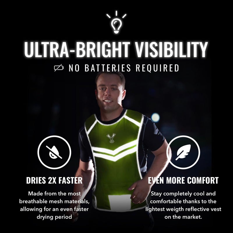 247 Viz Running Reflective Vest with Inside Pocket and 2 Bands, High Visibility Reflective Running Gear Safety Vest Straps for Men Women Kids for Night Running Walking Cycling Yellow - Image 3